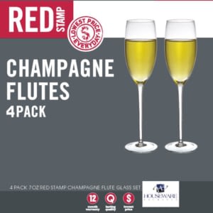 4 pk 7 oz Champagn glass- red tag