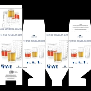 12 PC Tumbler set - Wave-Gift Box- 10-9-10 oz