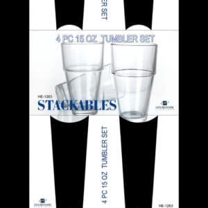 4 pc 15oz Tumbler set- stackable- Window box